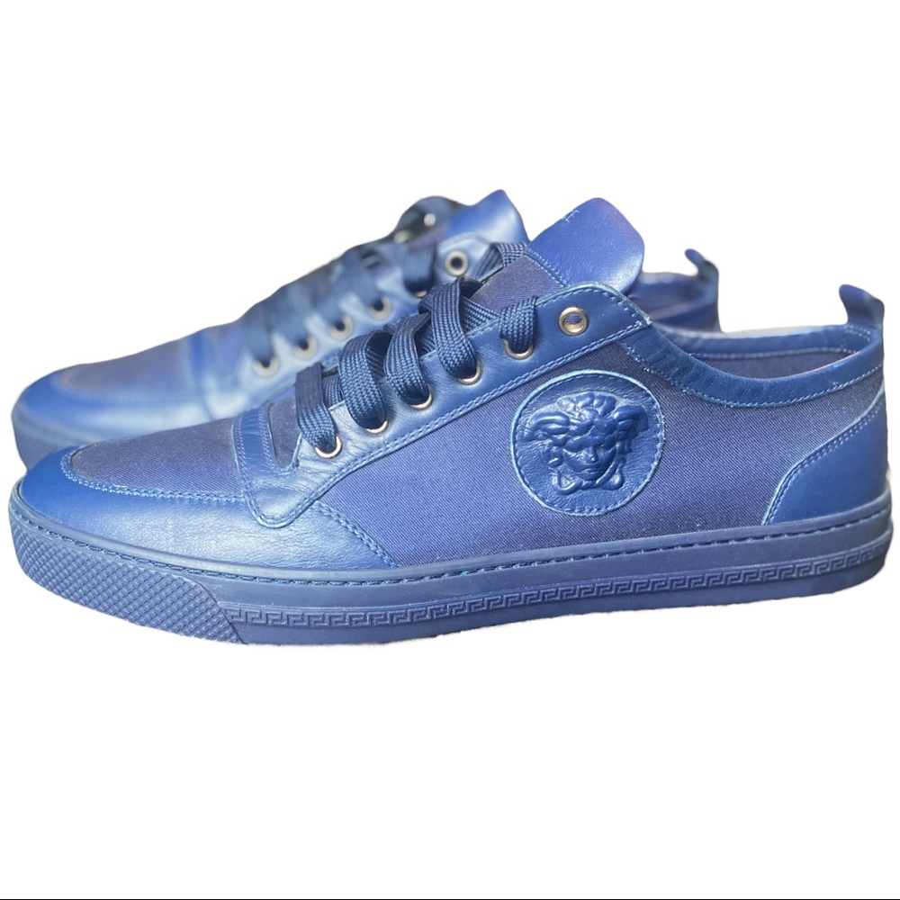 Versace Blue Leather Medusa Low Top